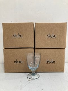 4 X NKUKU SETS OF 4 YALA HAMMERED WINE GLASSES - COMBINED RRP £135.00: LOCATION - BR5