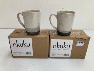 2 X NKUKU SETS OF 2 EDO LARGE MUGS IN SLATE: LOCATION - BR5