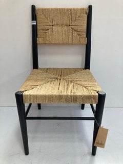 NKUKU LOHANDA ACACIA & JUTE DINING CHAIR IN CHARCOAL - RRP £275.00: LOCATION - BR5