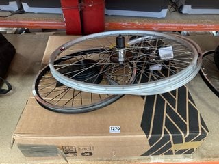 QTY OF ASSORTED BICYCLE WHEELS TO INCLUDE KX WHEEL REAR 26" BIKE WHEEL IN SILVER: LOCATION - CR6