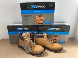 4 X ASSORTED NOVI PRO SAFETY BOOTS TO INCLUDE NUBUCK LEATHER BOOTS IN TAN SIZE UK11: LOCATION - BR13