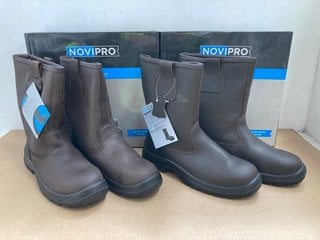 4 X ASSORTED NOVI PRO RIGGER SAFETY BOOTS TO INCLUDE RIGGER BOOTS IN BLACK/BROWN UK SIZE 9: LOCATION - BR13