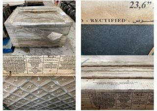 PALLET OF VITACER TECHSTONE STONE EFFECT CERAMIC TILES IN ANTHRACITE : SIZE 60 X 90CM PER TILE - 42 TILES IN LOT - COMBINED RRP £323: LOCATION - B1 (KERBSIDE PALLET DELIVERY)