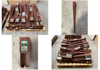 QTY OF ASSORTED ITEMS TO INCLUDE METPOST STEEL FENCE POST SUPPORT STAKES IN BROWN : SIZE 99-103 MM: LOCATION - B6 (KERBSIDE PALLET DELIVERY)