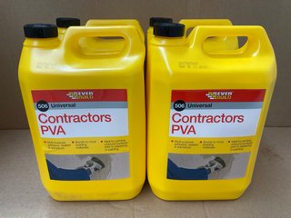 (COLLECTION ONLY) 4 X 5L EVER BOND UNIVERSAL CONTRACTORS PVA ADHESIVE (PLEASE NOTE: 18+YEARS ONLY. ID MAY BE REQUIRED): LOCATION - BR1