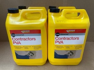 (COLLECTION ONLY) 4 X 5L EVER BOND UNIVERSAL CONTRACTORS PVA ADHESIVE (PLEASE NOTE: 18+YEARS ONLY. ID MAY BE REQUIRED): LOCATION - BR2