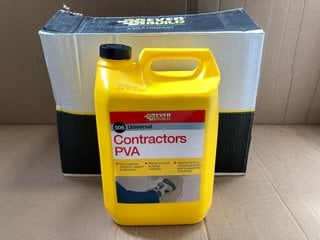 (COLLECTION ONLY) 4 X 5L EVER BOND UNIVERSAL CONTRACTORS PVA ADHESIVE (PLEASE NOTE: 18+YEARS ONLY. ID MAY BE REQUIRED): LOCATION - BR2