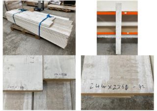 PALLET OF ASSORTED WINDOW BOARDS IN WHITE : SIZES TO INCLUDE 2360 X 244 X 25MM, 1880 X 244 X 25MM AND 1835 X 194 X 25MM: LOCATION - B3 (KERBSIDE PALLET DELIVERY)