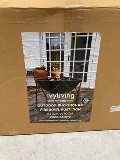 IVY LIVING OUTDOOR BUCKINGHAM FIREBOWL RUST IRON RRP £400