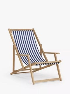 JOHN LEWIS ANYDAY WOOD DECKCHAIR AND STRIPE SLING NAVY AND WHITE RRP £100