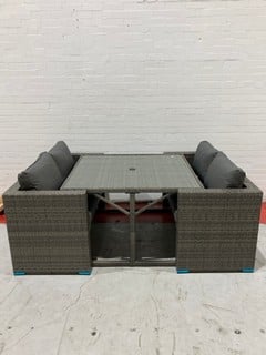 JOHN LEWIS ALORA CUBE 6 SEATER GARDEN DINING TABLE SOFAS AND STOOL SET GREY (MISSING STOOLS) RRP £1,099