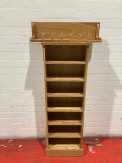 WOODEN BOOK SHELF AND COAT RACK