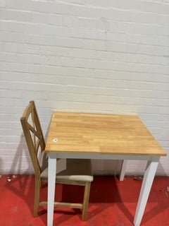 JOHN LEWIS OAK AND WHITE TABLE WITH 1 DINING CHAIR