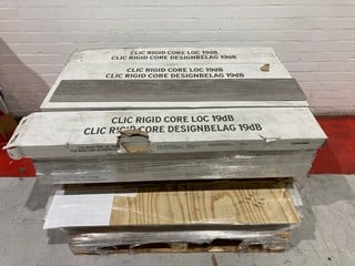 A PALLET OF GREY TONGUE AND GROOVE WOODEN FLOORING