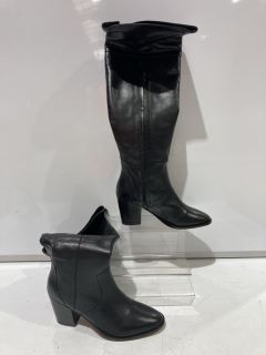 2 X AND/OR SHOES TO INCLUDE SHILOH LEATHER LONG BOOTS BLACK EUR 40/39 TOTAL RRP £179