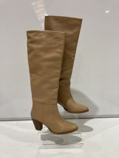 2 X JOHN LEWIS SHOES TO INCLUDE SAVANNAH CAMEL LONG BOOTS LEATHER EUR 39 AND SAPPHIRE BLACK BOOTS SIZE 7  TOTAL RRP £159