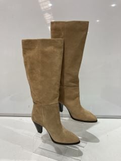 1 X JOHN LEWIS AND/OR SELENE SUEDE LONG BOOTS TAN EUR 38 TOTAL RRP £101