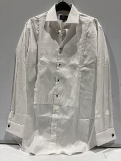 QTY OF ITEMS TO INCLUDE JOHN LEWIS MARCELLA WING REG WHITE SHIRT 15R 38CM 15IN AND NARROW PLEAT POINT WHITE SHIRT 18R 46CM 18IN TOTAL RRP £90