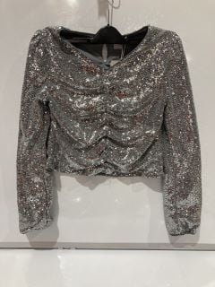 QTY OF ASSORTED CLOTHING TO INCLUDE JOHN LEWIS SEQUIN TOP SILVER AGE 14 YEARS TOTAL RRP £180