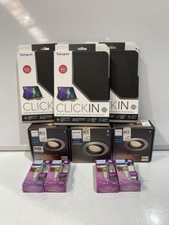 ASSORTED ITEMS OF 3X PHILLIPS SMART LIGHTING £34.99 4X PHILLIPS DIMMABLE LED £18.99 3X TARGUS I PAD PRO CLIN CASE BLACK £40