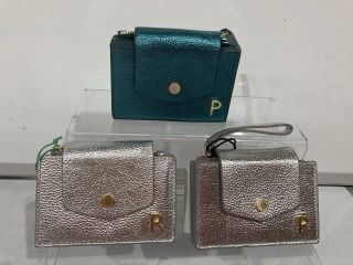 JOHN LEWIS ALPHABET CONCERTINA CARD LETTER N PURSE SILVER PEBBLED AND ALPHABET CONCERTINA LETTER P PURSE TEAL METALLIC TOTAL RRP £192