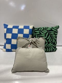 4 X JOHN LEWIS NATURAL DUCK FEATHER PAD CUSHIONS BLACK/GREEN RRP £180