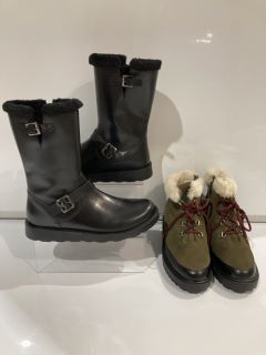 2 X JOHN LEWIS LEIA 2 TAN  BOOT SIZE 37  TO INCLUDE   JOHN LEWIS HAKR WARMTH BOOT  SIZE LINED GREEN KHAKI SIZE UK 37  TOTAL  RRP £100