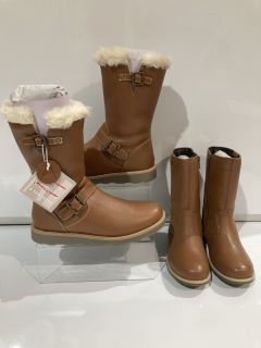 JOHN LEWIS LEIA 2 TAN BOOT SIZE 36 TO INCLUDE 2 X JOHN LEWIS ISOBEL 2 BLACK & TAN  SIZE UK 33 & 32  TOTAL RRP £100