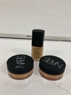 BOX OF ASSORTED ITEMS TO INC NARS SHEER GLOW FOUNDATION SHADE DARK 3 BENARES 6415 RRP £100