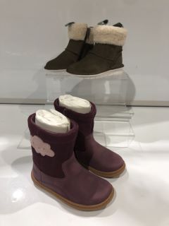 CLARKS FIRST SHOES FLASHCLOUDY T BERRY LEATHER SIZE EUR 23  TO INC     CLARKS BANBROOK WARMTH T  SIZE EUR 21 TOTAL RRP£70