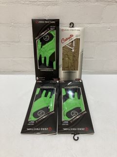 QTY OF ITEMS INCLUDING ZERO FRICTION PERFORMANCE MENS RIGHT GLOVE GREEN