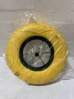 QTY OF ITEMS INCLUDING YELLOW WHEELBARROW WHEEL