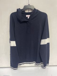 THE WHITE COMPANY COTTON SILK STRIPE SLEEVE HOODIE - XTRA LARGE - NAVY - TOTAL RRP £98