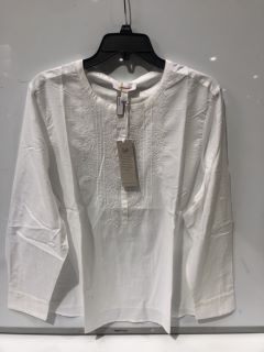 THE WHITE COMPANY ORGANIC COTTON EMBROIDERED DETAIL SHIRT IN WHITE SIZE 18 - RRP £98