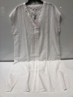 THE WHITE COMPANY EMBROIDERED BORDER HEM MAXI COVER-UP SIZE L IN WHITE  - RRP £110