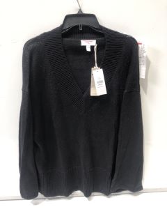 THE WHITE COMPANY LINEN V NECK JUMPER EXTRA LARGE IN BLACK COLOUR  - RRP £119