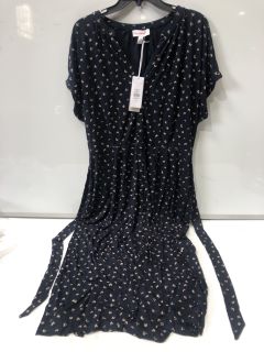 THE WHITE COMPANY JERSEY FLORAL BUTTON THROUGH DRESS  - 18 - NAVY - RRP £98