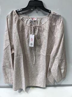 THE WHITE COMPANY ORGANIC COTTON FLORAL PRINT BOHO BLOUSE  - 18 - PALE PINK  - RRP £98