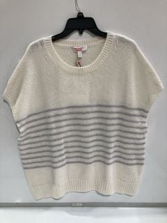 2 X THE WHITE COMPANY CLOTHING ITEMS TO INCLUDE FADED STRIPE KNITTED CARDIGAN SIZE XL  - PORCELAIN - TOTAL RRP £80