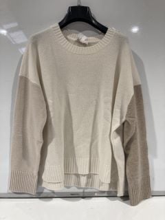 THE WHITE COMPANY CASHMERE COLOURBLOCK SLEEVE JUMPER - EXTRA LARGE - PORCELAIN - TOTAL RRP £169