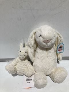 QTY OF ASSORTED THE WHITE COMPANY CHILDRENS JELLYCAT SOFT TOYS TO INCLUDE UNICORN BABY - 12 MONTHS + - WHITE - TOTAL RRP £95