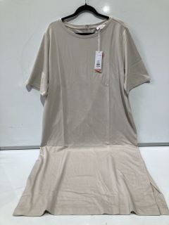 THE WHITE COMPANY JERSEY BUTTON BACK T-SHIRT DRESS - SIZE 18  - PUTTY COLOUR - RRP £89