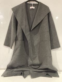 THE WHITE COMPANY WOOL DOUBLE-FACED BELTED COAT - LARGE - DARK GREY - TOTAL RRP £299