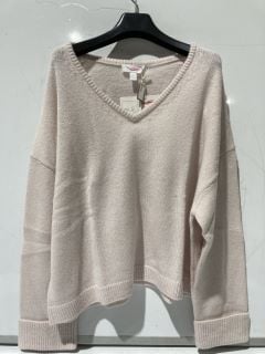 THE WHITE COMPANY V NECK JUMPER WITH ALPACA - EXTRA LARGE - PALE PINK - TOTAL RRP £119