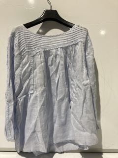 THE WHITE COMPANY LINEN GAUZE PINTUCK BLOUSE - 18 - LINEN BLUE - TOTAL RRP £110