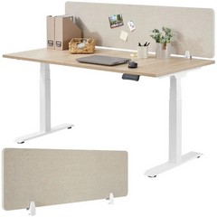 TECTAKE 2 NOISY PARTITION DESK BEIGE/WHITE 405119 TOTAL RRP £160