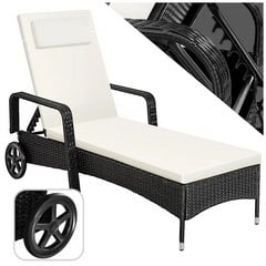 TECTAKE RATTAN SUNLOUNGERS BLACK/WHITE 403780 RRP £103.99