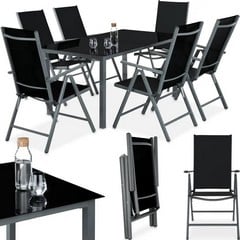 TECTAKE BLACK RATTAN GARDEN TABLE & CHAIR SET (MISSING BOX 2 & 3) 402166 RRP £423.99