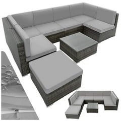 TECTAKE VENICE RATTAN LOUNGE SET GREY/BROWN 402698 (MISSING BOX 2) RRP £529.99