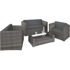 TECTAKE MUNICH RATTAN LOUNGE SET GREY (MISSING BOX 1,3 & 4) & GREY GARDEN FURNITURE BARLETTA RATTAN LOUNGE SET (MISSING BOX 2,3 & 4)